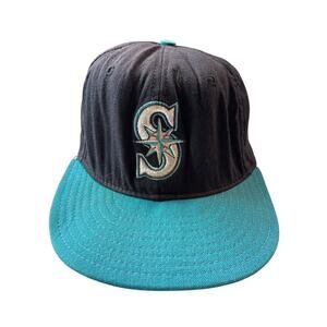 VTG Seattle Mariners New Era Diamond Collection 5950 PRO Wool USA Hat SZ 7 5/8